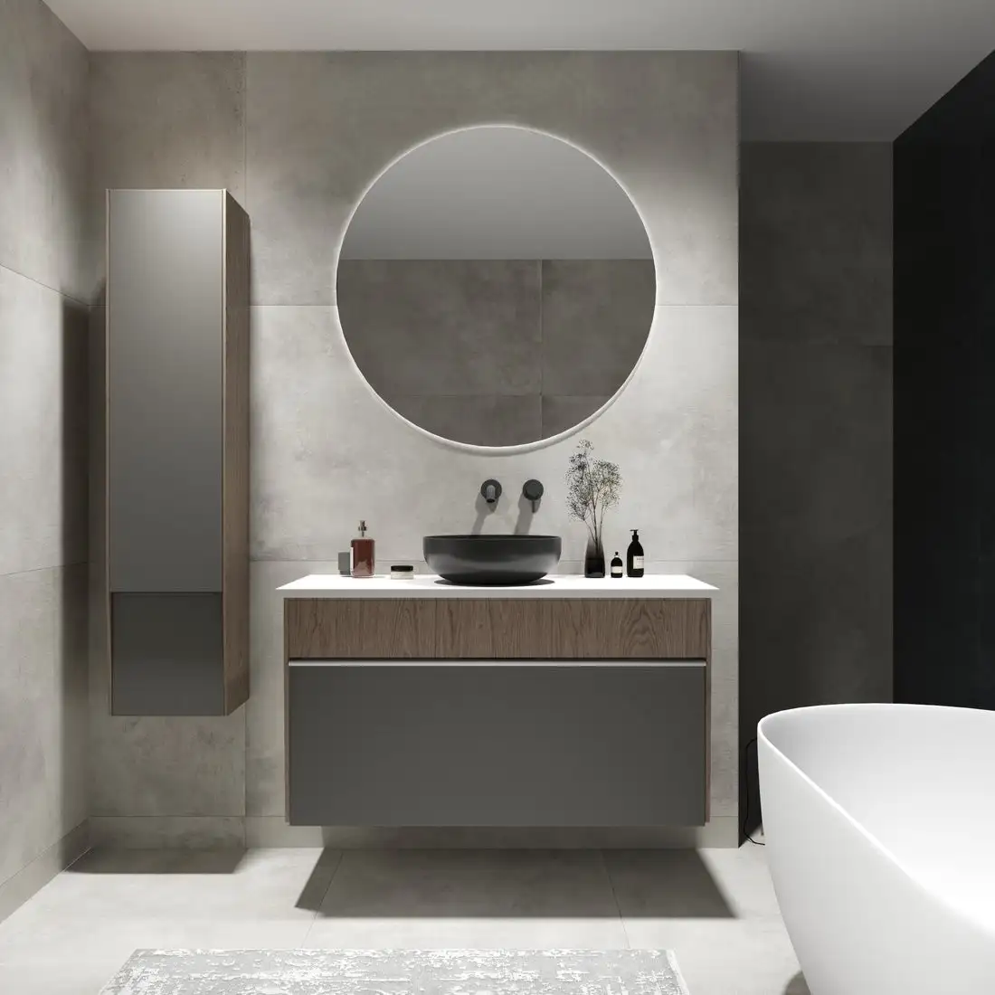 ЗОВ Тумба под умывальник Гранада 100 MG1000RAL7022-KP13W (белый) – фото товара