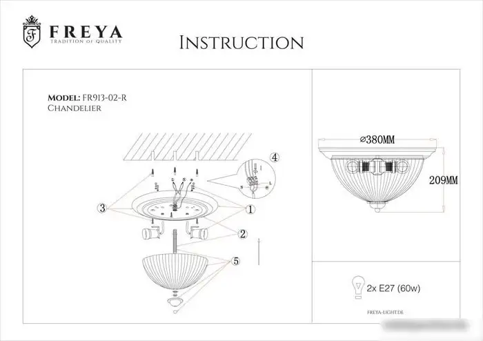 Припотолочная люстра Freya Planum FR2913-CL-02-BZ – фото товара