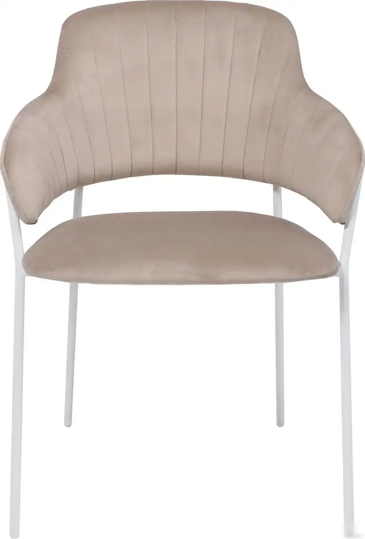 Стул с подлокотниками Алвест AV 448 (серо-бежевый бархат H-08/белый)