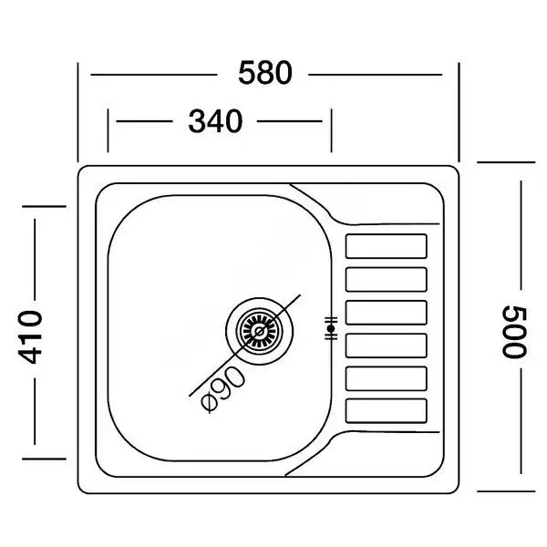 Кухонная мойка Kromevye EC 196 D R (чаша справа) - фото товара