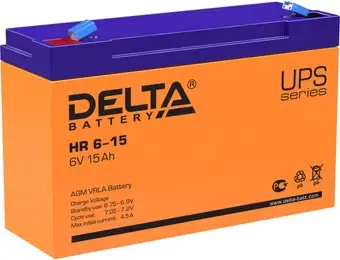 Аккумулятор для ИБП Delta HR 6-15 (6В/15 А·ч) – изображение в каталоге