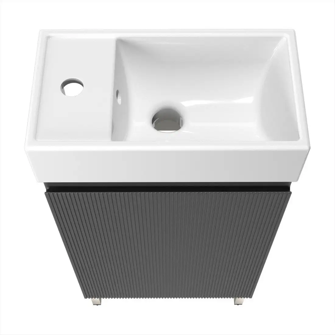 Wellsee Тумба под умывальник 3 в 1 WC Area 221802004 (тумба/матовый темно-серый, раковина/глянцевый белый, ножки/нержавеющая сталь) – фото товара