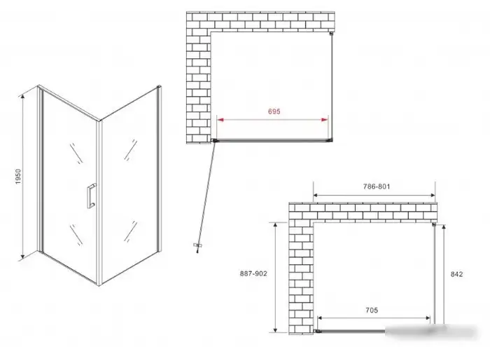 Душевой уголок Abber AG04080M-S90M - фото товара