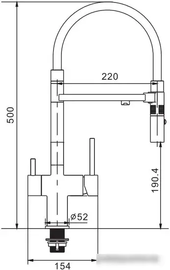 Смеситель Rose R958H (черный) - фото товара