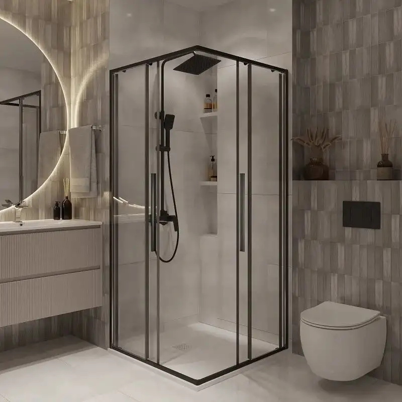 Душевой уголок Niagara NG-6824-34BLACK 100x100x195 (черный матовый/прозрачное стекло) - фото товара