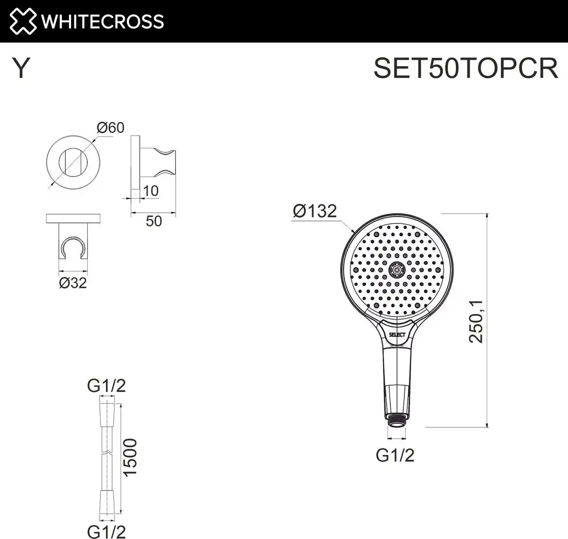 Душевой гарнитур Whitecross SET50TOPCR (хром) - фото товара