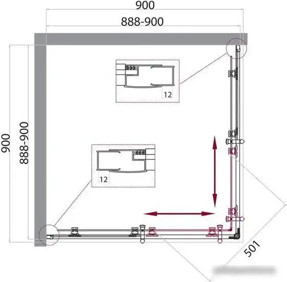 Душевой уголок BelBagno UNO-195-A-2-90-CH-CR - фото товара