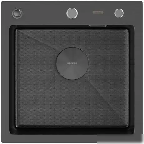 Кухонная мойка ARFEKA ECO AR 450*450 POP-UP BLACK PVD NANO DECOR MILLET GRAINS (настольная) - фото товара