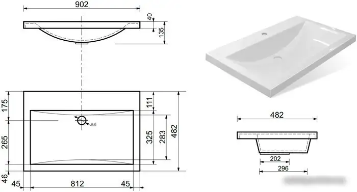 Умывальник Эстет Монако 90 - фото товара
