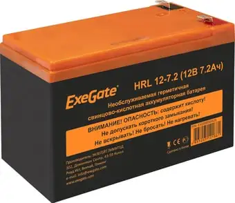 Аккумулятор для ИБП ExeGate HRL 12-7.2 (12В, 7.2 А·ч) – изображение в каталоге