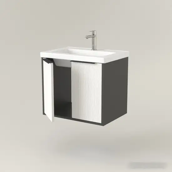 Дабер Тумба под умывальник 018 Тобага/Эридан/Артвин 60 Т18.6Т.0.20Ч (белый древесный/серый/черный) – фото товара