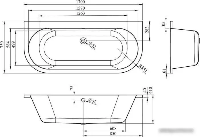 Ванна Lavinia Boho Art 170x75 37080075 - фото товара