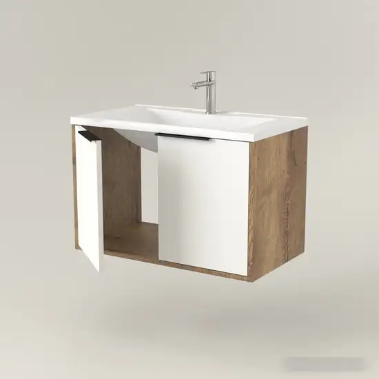 Дабер Тумба под умывальник 018 WeltWasser Deilbach 7517-80 Т18.8W.0.21Ч (дуб галифакс/белый/ручка черная) – фото товара