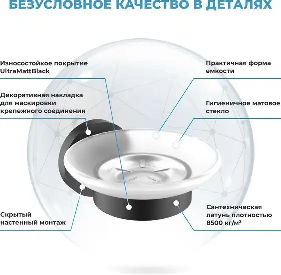 Мыльница Wellsee Finishing Touch 182502000 с держателем (матовый черный) – фото товара