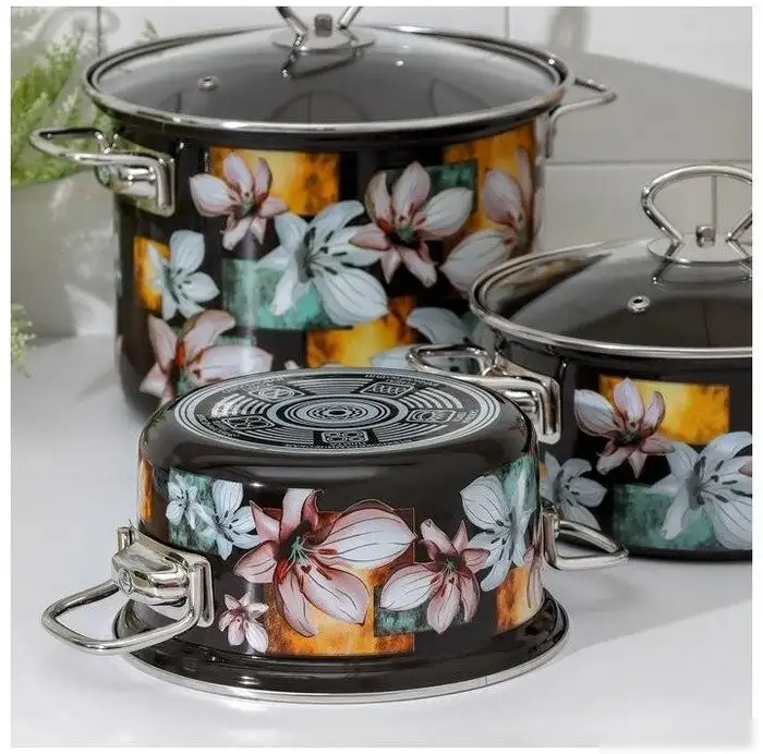 Набор кастрюль КМЗ Адель 5 1 Элит (3шт, коричневый)