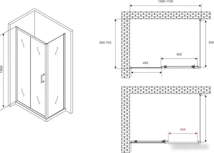 Душевой уголок Abber Schwarzer Diamant AG30110B5-S70B5 - фото товара