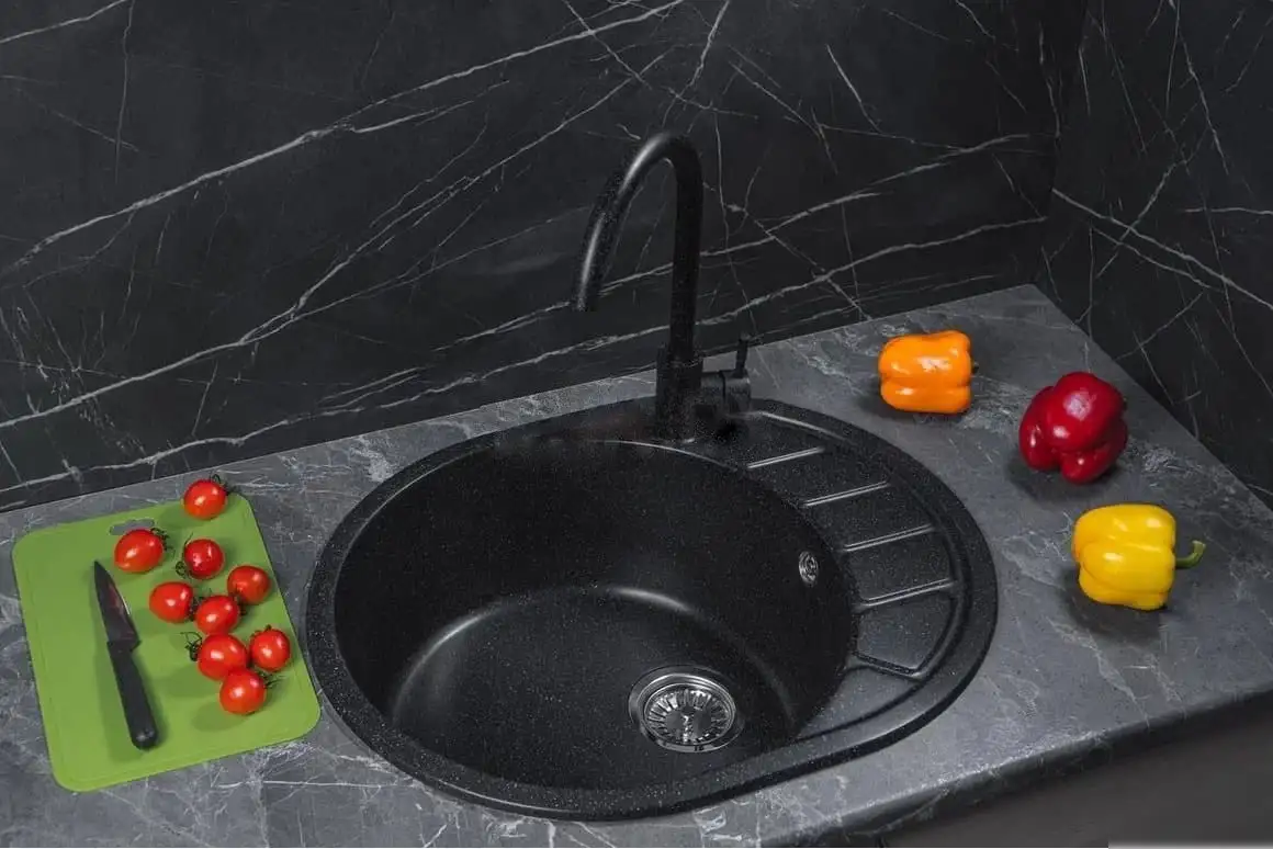 Кухонная мойка Marblan Ovata L (черный,с сифоном) - фото товара