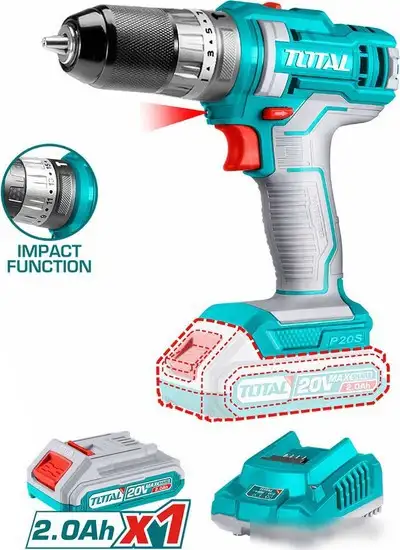 Ударная дрель-шуруповерт Total THKTHP11652 (с 1-м АКБ, кейс, набор оснастки) – фото товара