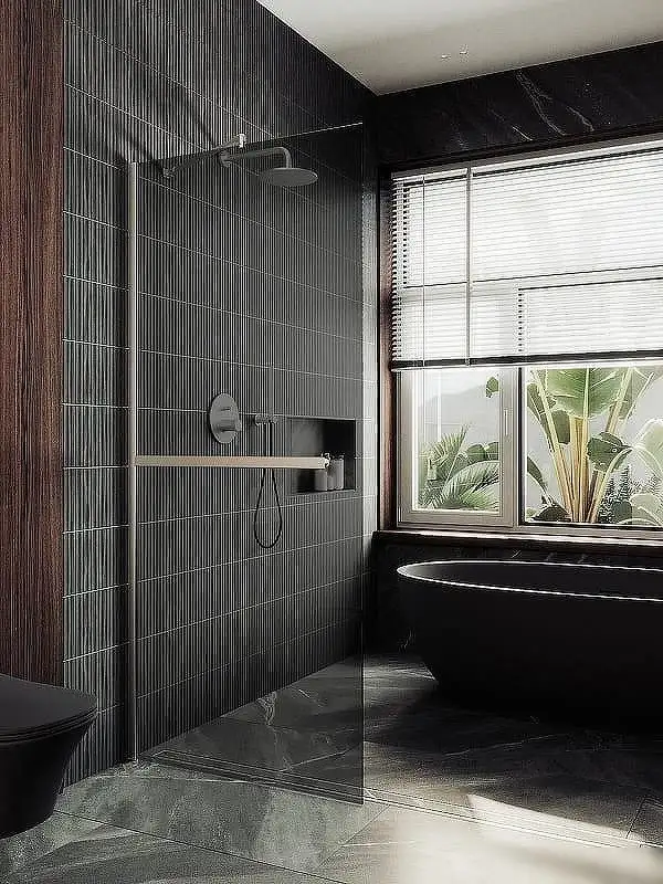 Душевая стенка MaybahGlass 99x195 MGD-1461-5ш (графитовое стекло/хром матовый) - фото товара