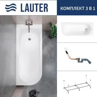 Ванна Lauter Monaco 170x72.5 2113170R (с каркасом и сифоном 21Y11022 белый) - изображение в каталоге