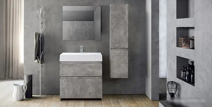 Belux Тумба с умывальником Сидней Н80-02 (31, бетон Чикаго/светло-серый) – фото товара