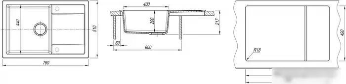Кухонная мойка Dr. Gans Техно 76 25.030.D0760.401 (белый) - фото товара