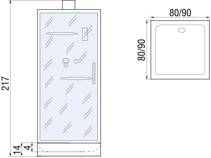 Душевая кабина River Moero 80/80/14 Б/К - фото товара