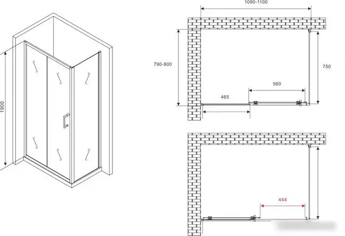 Душевой уголок Abber Schwarzer Diamant AG30110B5-S80B5 - фото товара