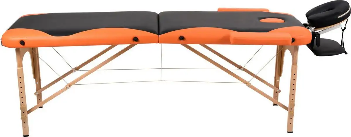 Массажный стол Atlas Sport складной 2-с 60 см деревянный (черно-оранжевый) – фото товара
