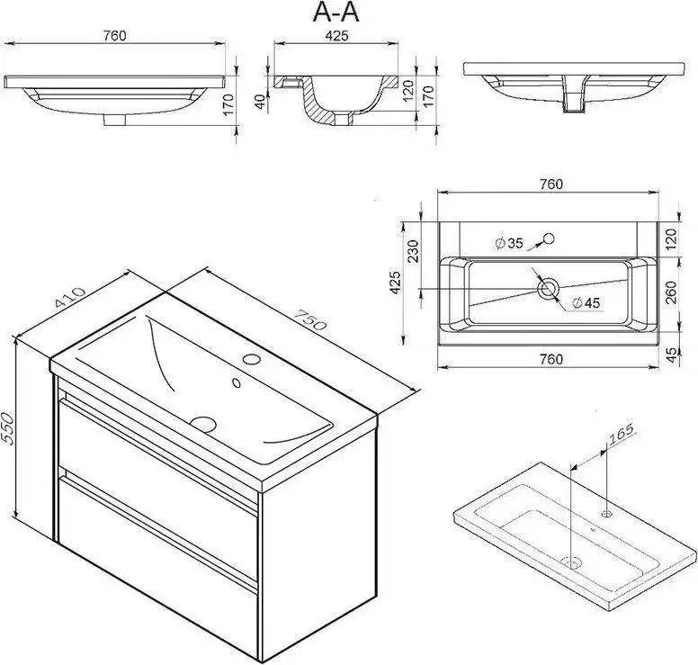 AM.PM Тумба с умывальником Pulse M91-FHX0752-WCC0752WG – фото товара