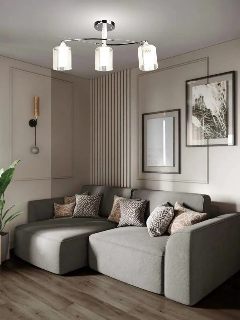 Люстра средней высоты Aitin Pro НПБ 02-3x60-101 K2352/3 (хром/белый) – фото товара