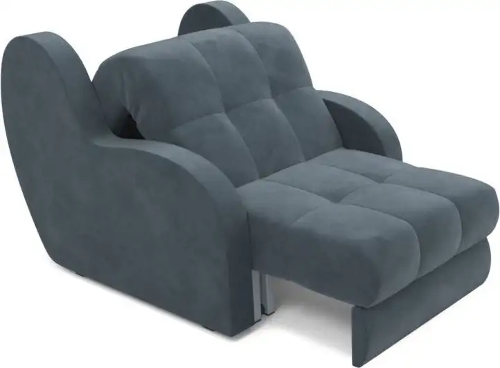 Кресло-кровать Мебель-АРС Барон НПБ (велюр, серый/синий HB-178/26) – фото товара