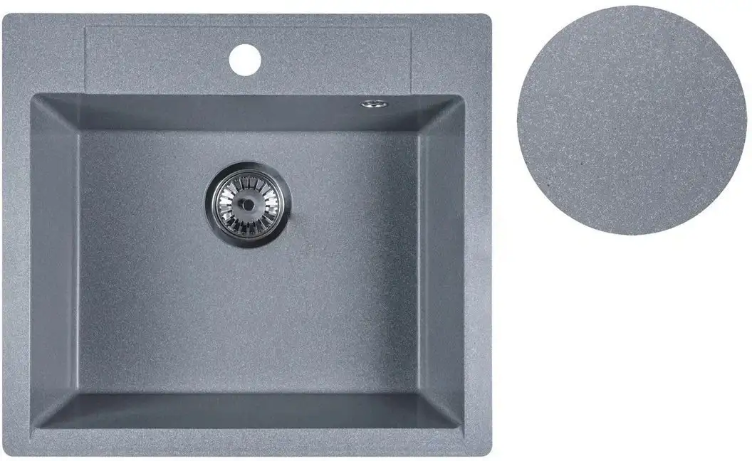 Кухонная мойка Marblan Cubi (серебристый, с сифоном) - фото товара