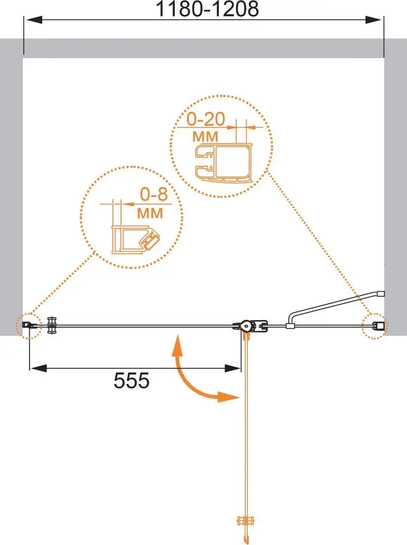 Душевая дверь Cezares ELENA-W-60/60-P-Cr-R - фото товара