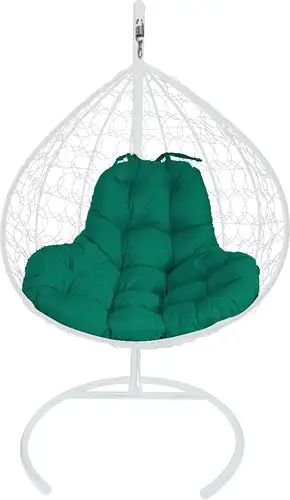 Подвесное кресло M-Group XL 11120104 (белый ротанг/зеленая подушка)