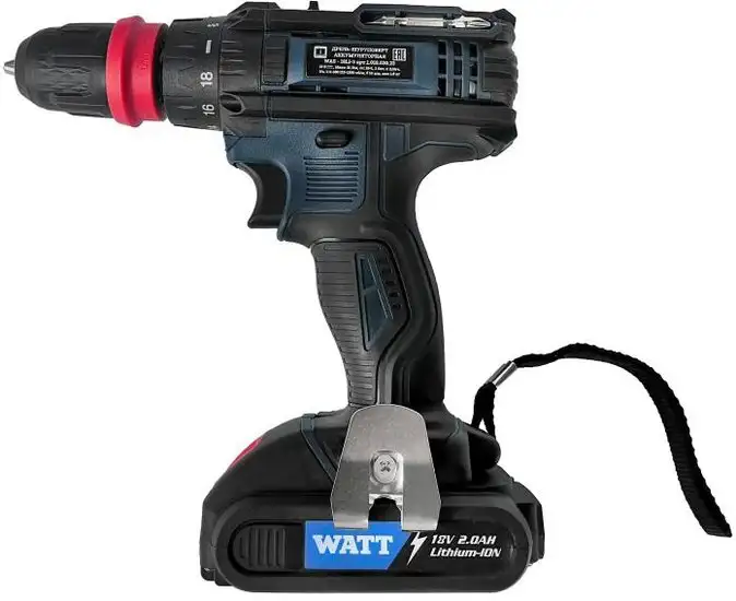 Дрель-шуруповерт WATT WAS-18Li-3 1.018.030.23 (с 2-мя АКБ, кейс) – фото товара