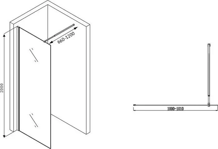 Душевая стенка Abber Immer Offen AG61100B - фото товара