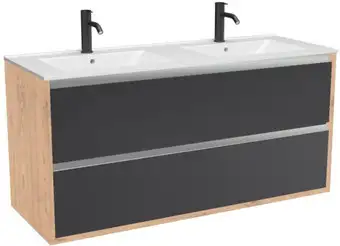 ЗОВ Тумба с умывальником Парма 120 P120LHO0MBPMC1A-OL120 (дуб/черный) – изображение в каталоге