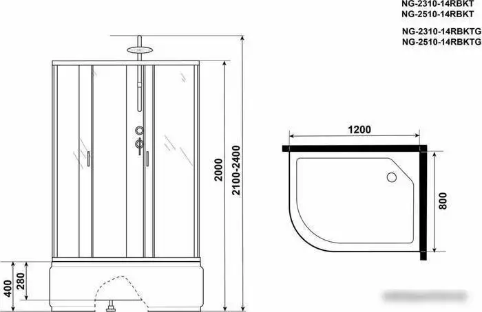 Душевая кабина Niagara NG-2510-14RBKT 120x80x215 - фото товара