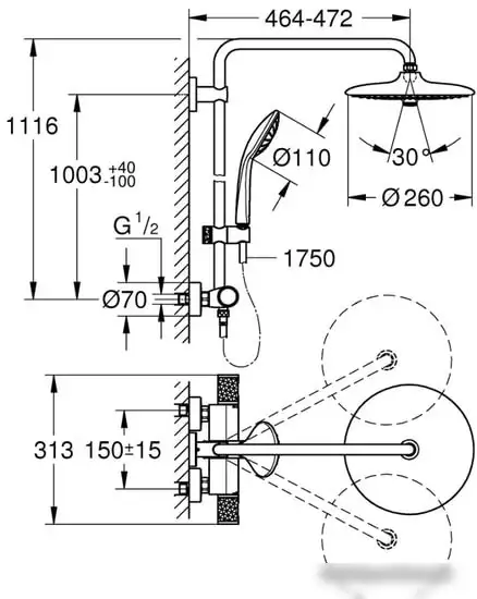 Душевая система Grohe Euphoria System 260 27615002 - фото товара