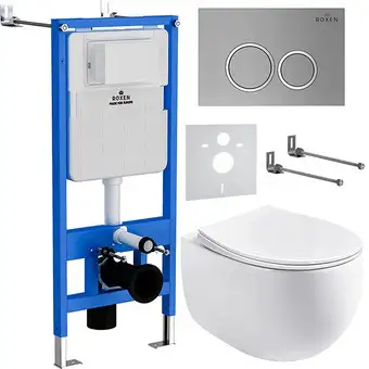Унитаз подвесной Roxen Egg в комплекте с инсталляцией StounFix Slim 6 в 1 964076 (кнопка: хром матовый) - изображение в каталоге