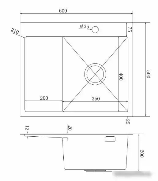 Кухонная мойка Mixline Pro 551876 правый (сатин, с сифоном) - фото товара