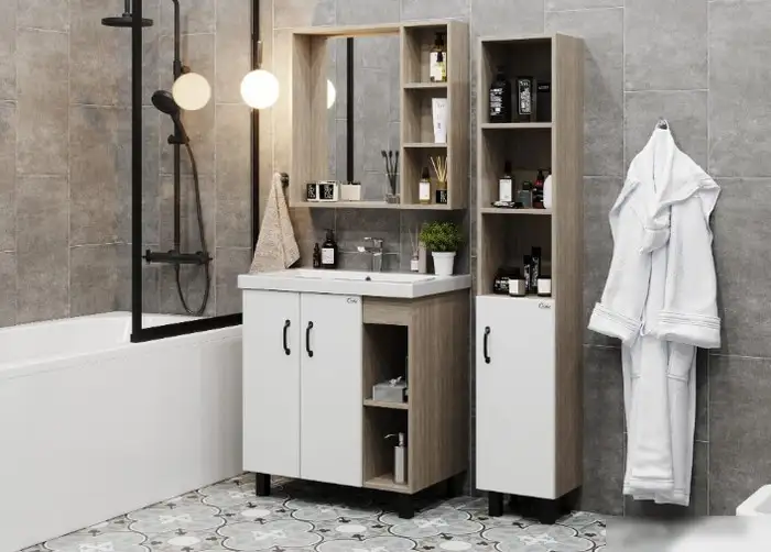 Onika Тумба под умывальник Тимбер 70.10 107056 (белый матовый/дуб сонома) – фото товара