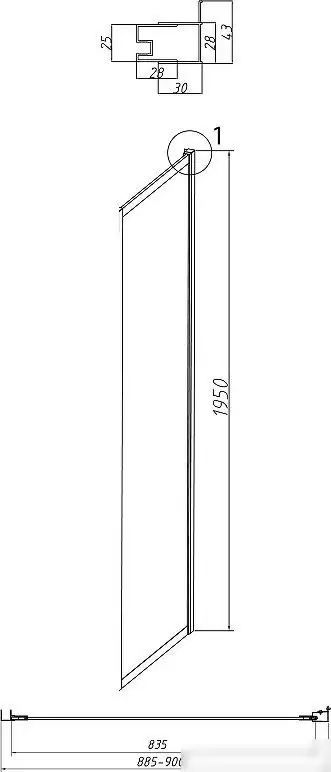 Душевая стенка Grossman Style 90x195 200.K33.05.90.10.00 (хром,стекло прозрачное) - фото товара