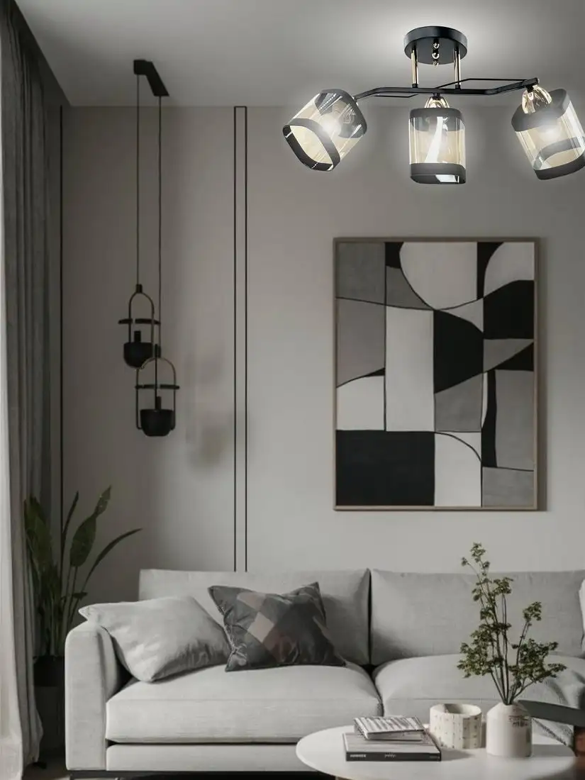 Припотолочная люстра Aitin Pro НПБ 02-3x60-101 9079/3 (черный/золото) – фото товара