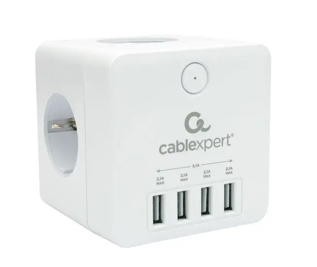 Сетевой фильтр Cablexpert CUBE-4-U4-W – фото товара