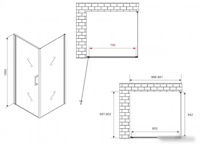 Душевой уголок Abber AG04090M-S90M - фото товара