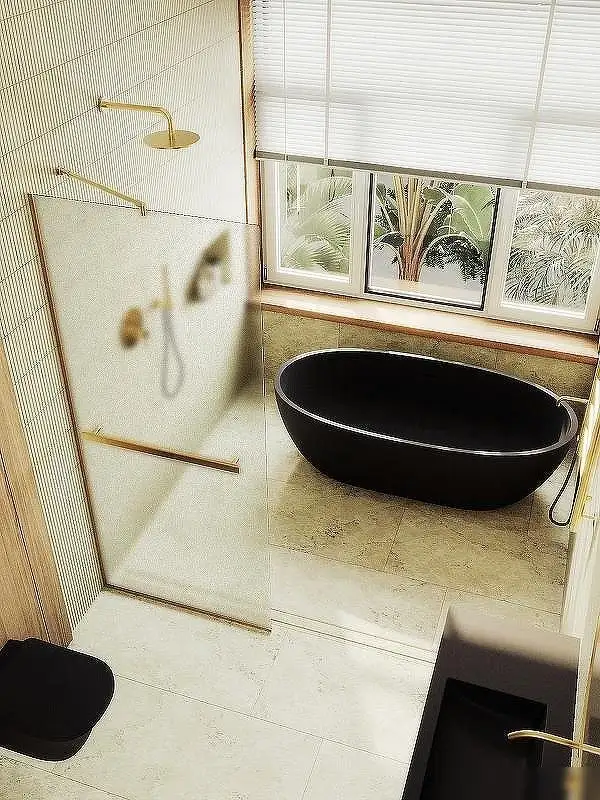 Душевая стенка MaybahGlass 89x195 MGD-737-3у (сатин стекло/золото) - фото товара