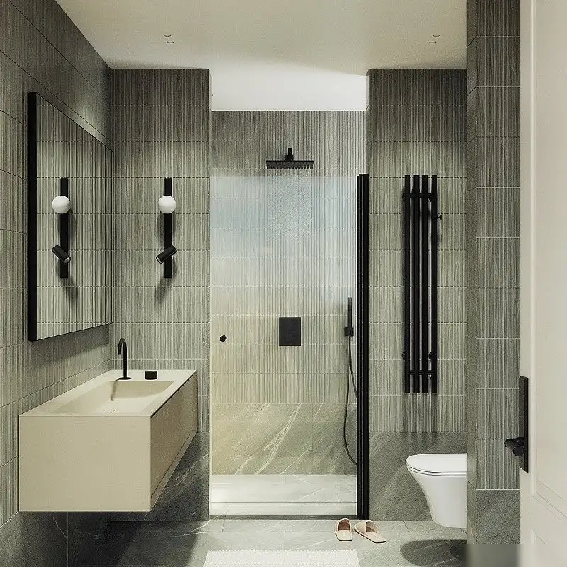 Душевая дверь MaybahGlass 198x60 MGD-797-6 (прозрачное стекло/черный) - фото товара