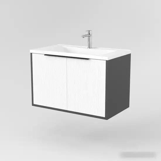 Дабер Тумба под умывальник 018 Andrea Elen 80 Т18.8А.0.20Ч (белый древесный/серый/ручка черная) – фото товара